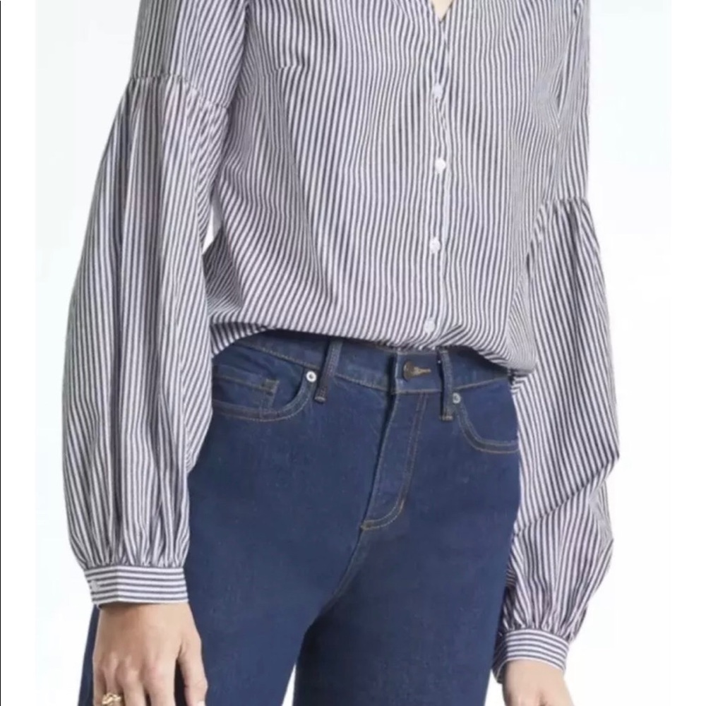 Banana Republic Open-Collar Bishop Slv.Shirt XS